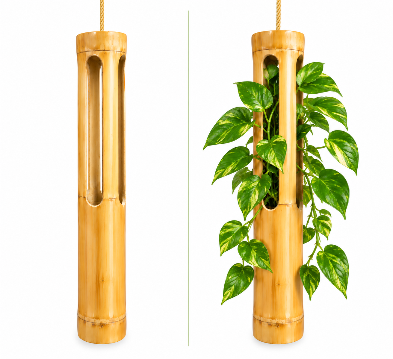 Bamboo vertical Hanging Planter